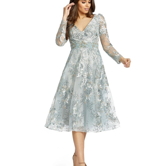 Mac Duggal Dresses & Skirts - Stunning! 🤩 Macduggal Sz 0 embellished illusion long sleeve A line dress NWT